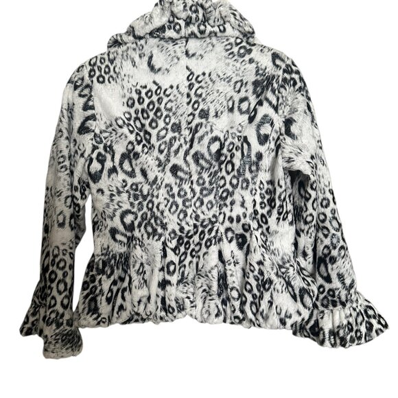IC Collection SNOW LEOPARD PEPLUM Jacket/Blazer with Wired Collar NWT - Picture 2 of 7